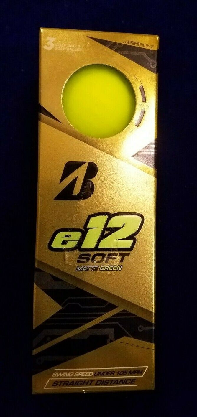New Bridgestone Soft e12 Chartreuse Matte Green Golf Balls 3 Pack.